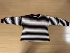 レディース ボーダー トップス 長袖 M 赤 白 肩ボタン カットソー