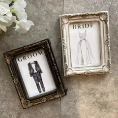 受付サイン　結婚式　ウェルカムスペース　タキシード＆ドレス