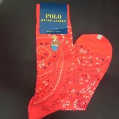 ラルフローレン　ベア　刺繍　ソックス　25〜27cm　赤　日本製