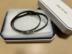 ブラウンレザー 2重巻きブレスレット 箱付き