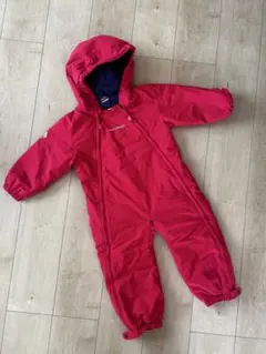 mont-bell 赤 フード付きスキーウェア、カバーオール 90