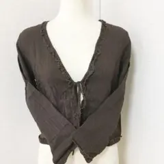 美品 羽織りもの ボレロ ワッフル ブラウン 日除け