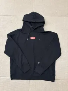 美品 男女兼用 MARVEL パーカー ブラック 黒 ロゴ スウェット L