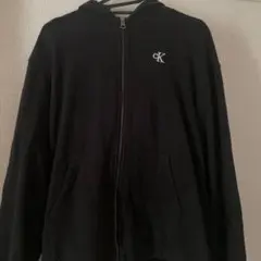 Calvin Klein Jeans ブラックジップアップフーディーパーカー