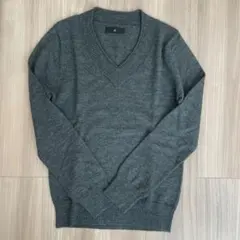 グレー Vネック 長袖ニットセーター L