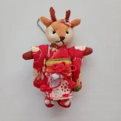 奈良の鹿　振袖　着物キーホルダー