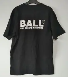 美品‼️BALL前面エンボス加工ロゴ入りメンズコットンTシャツ ブラック