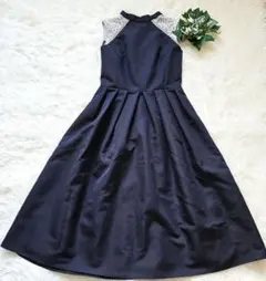 美品　AIMER エメ　レース　フレア　異素材　ノースリーブ　ワンピース　ドレス