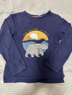 クマ刺繍 ネイビー 長袖カットソー 116cm 6y