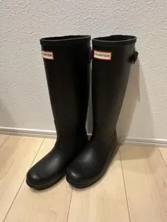HUNTER ブラック ロング　レインブーツ　サイズ　 UK6 US8 EU39 HUNTER ブラック ロング レインブーツ サイズ UK6 US8 EU39 - メルカリ