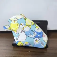 小鳥さん柄　扇形ミニミニポーチ