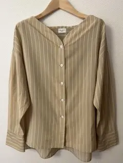 URBAN RESEARCH DOORS ベージュ　ストライプ　長袖 ブラウス