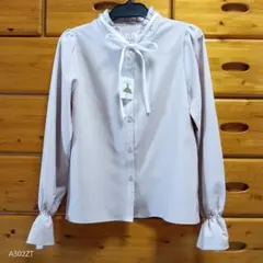 【新品 未使用 タグ付き】Honeys リボン付きくすみピンクボタンシャツ M