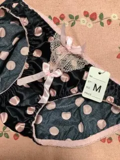 必ずプロフィール拝見　光沢　水玉模様リボン付きショーツ Mサイズ