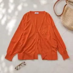 【NAVY】シアーカーディガン オレンジ F 薄手 UV対策 冷房対策のサムネイル