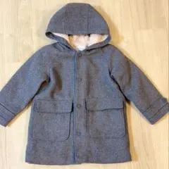 ZARA ウールコート グレー ボア裏地 フード付き110cm