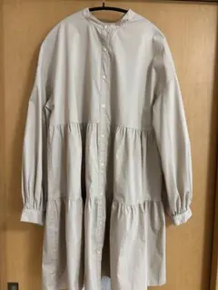 GU ベージュ ティアード 長袖チュニック