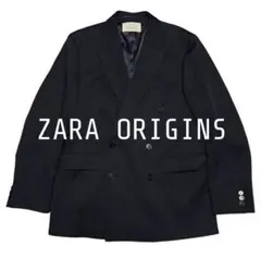 ZARA ORIGINS ダブルブレスト テーラードジャケット ネイビー 46