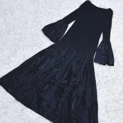 ✨美品✨FRAY I.D シャーリングパネルワンピース ロング フレア ブラック