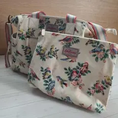 キャス・キッドソン マザーズバッグ ポーチ 小鳥柄 大容量 ボストン