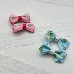 ベビー ミニヘアクリップ♡リボン 花柄 チェック柄