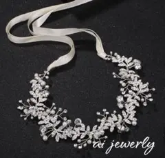 ヘッドドレス✨小枝リーフパールビジューシルバーウェディング