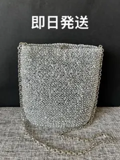 PRADA プラダ 1BC075 メッシュ ショルダーバッグ シルバー 編み込み