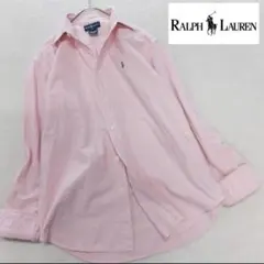 ラルフローレン　コットン　オックスフォードシャツ　ポニー刺繍　ピンク　L　美品
