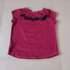 familiar 赤 リボン装飾 Tシャツ 130