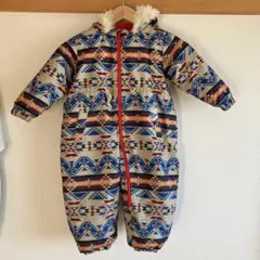 幾何学模様ファー付きフードアウター