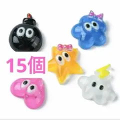 ネイルサイズPOPフェイスカボションアソートセット15個★デコパーツ花星クリア