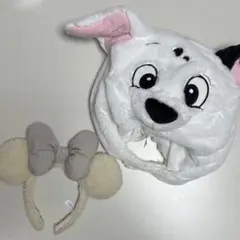 101匹わんちゃん　ファンキャップ＆　　ミニーマウス　もこもこカチューシャ