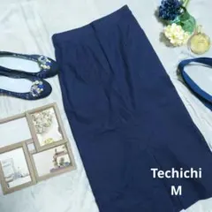 ♥Te chichi♥ロングスカート（M）ダークネイビー/麻混合/大きめポケット