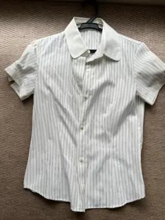 ホワイト ストライプ 半袖シャツ