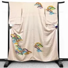 紗綾形地紋　訪問着　雪輪　菊花　着物　071t