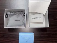 BALENCIAGA ライトブルー 三つ折り財布