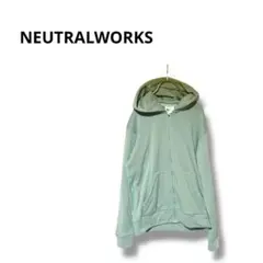 【ニュートラルワークス】パーカー　フルジップ　長袖　羽織　裏ボア　ブルー　M
