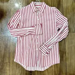 Paul Smith ポールスミス　ピンク　小豆色　ストライプ　長袖シャツ L