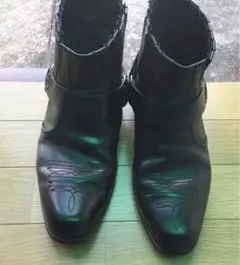 黒レザーサイドゴアショートブーツ