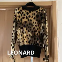 ☆LEONARD☆ヒョウ柄リボン付きタートル長袖トップス