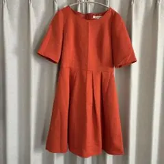 オレンジ Aライン 半袖ワンピース