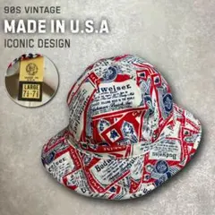 90s USA製 バドワイザー 総柄 バケットハット ビンテージ 古着 アメカジのサムネイル