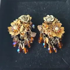 80'sヴィンテージアンティークレトロクラシック花とビーズエレガントパーティー