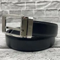 ダンヒル ベルト ハトメピン レザー ブラック シルバー金具 ビジネス メンズ
