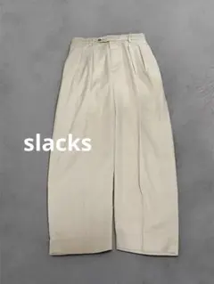 ベージュ タック入り スラックス slacks S