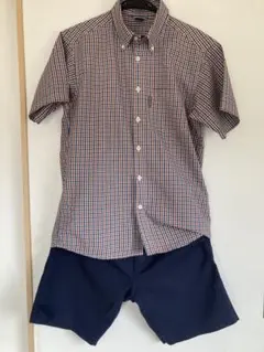 mont-bell 半袖チェックシャツ ハーフパンツ　セット　Mサイズのサムネイル