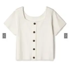 フロントボタンリブニットトップス