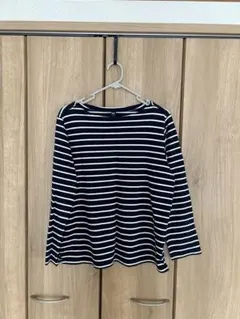UNIQLO ネイビー/ホワイトストライプ 長袖Tシャツ