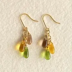 ♥️3色のチェコドロップビーズ♪シンプルピアス　ハンドメイド