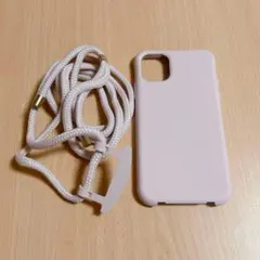 iPhone11 6.1インチ ストラップ付き スマホケース ピンク
